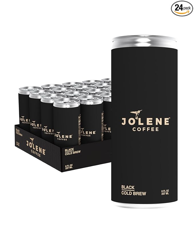 Jolene Coffee – Black Cold Brew | 8oz Cans | Smooth, Bold, Dairy-Free, Gluten-Free, Non-GMO (24 Cans, Black Cold Brew)