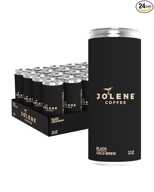 Jolene Coffee – Black Cold Brew | 8oz Cans | Smooth, Bold, Dairy-Free, Gluten-Free, Non-GMO (24 Cans, Black Cold Brew)