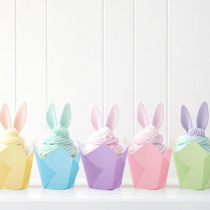180Pcs Pastel Tulip Cupcake Liners Colorful Muffin Baking Cups Pink Blue Purple Yellow Orange Green Cupcake Wrappers for Spring Easter Holiday Party Supplies