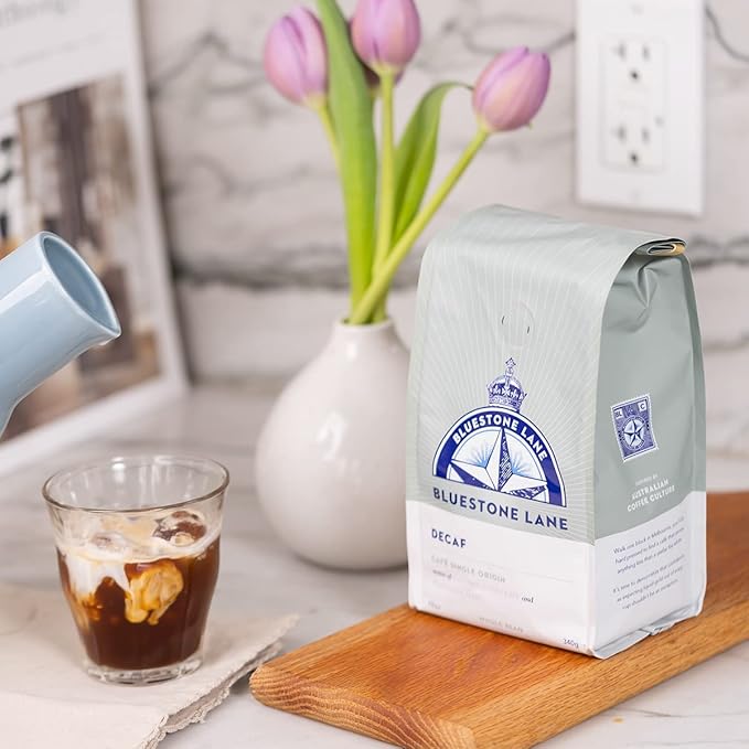 Bluestone Lane Coffee, Decaf Colombian Espresso Beans, Medium Roast, Whole Bean, 12 Ounce Bag, Fresh Roasted Single Origin (Pack of 2)