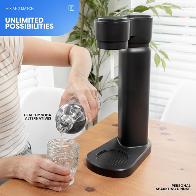 Carbonated Water Maker – Portable Soda Maker Machine for Sparkling Water & Fizzy Drinks – Iceless Soda Carbonator for Home & Kitchen Use