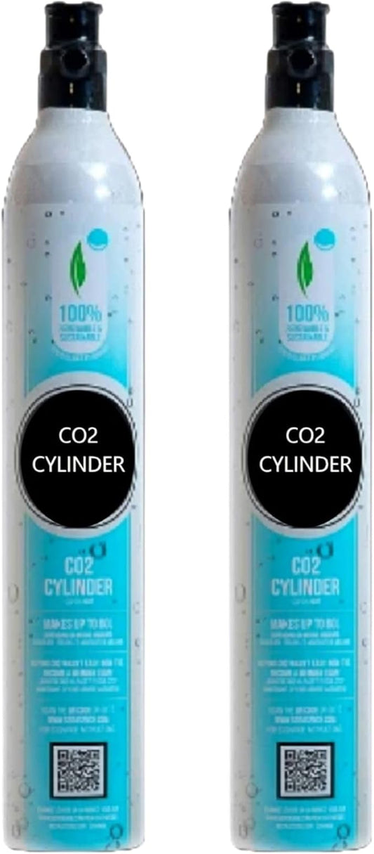 FIZZIT 60L Threaded CO2 2 Pack Canister Refill, Compatible with All Threaded 'Screw-In' Soda Makers Including Soda Machines