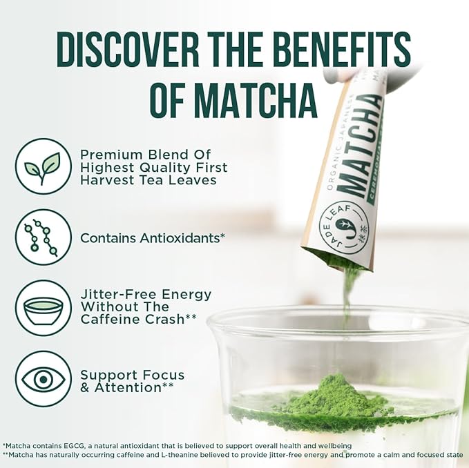 Jade Leaf Matcha Organic Premium Ceremonial Grade Matcha Green Tea Powder - Japanese - Culinary, Ingredient, Ceremonial Barista Teahouse, Latte, Collagen, 0.04 Ounce (Pack of 10), Ceremonial Matcha