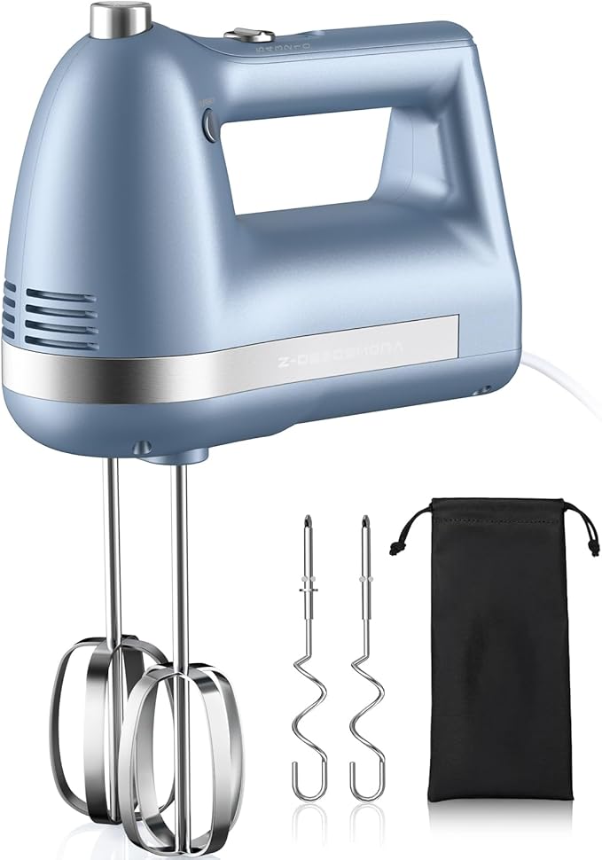 Electric Hand Mixer, Powerful 300W Hand Mixer Electric Handheld with 304 Beaters, Dough Hook, Hand Held Mixer with Turbo for Baking Cakes, Eggs, Cream Food(Blue)