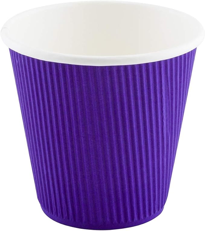 Restaurantware 8 Ounce Double Wall Disposable Coffee Cups, 500 Insulated Royal Purple Paper Tumblers with Ripple Wall Design, Lids Sold Separately for Hot Drinks like Tea, Hot Chocolate, and More