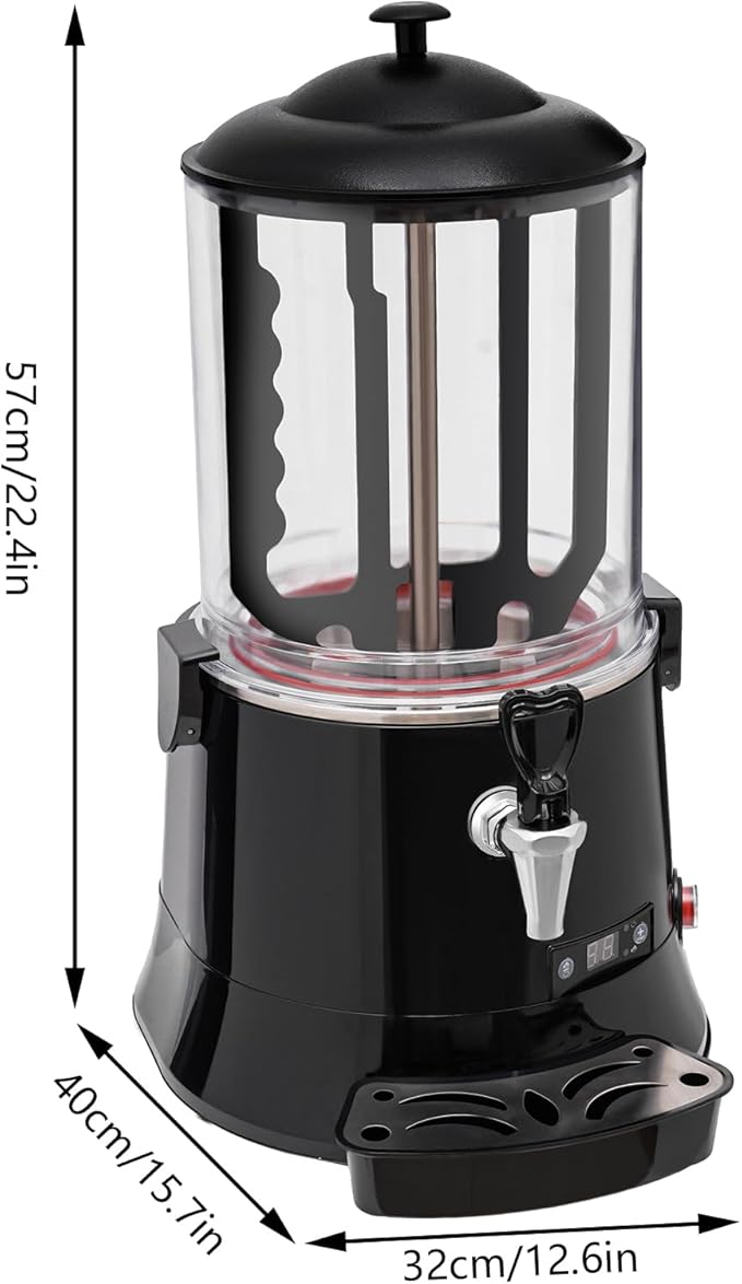 Hot Chocolate Maker Machine, 400W 10L/2.7Gal Electric Stainless Steel Hot Chocolate Dispenser Melting Machine, Commercial Beverage Warmer Coffee Maker for Kitchen Party, Black