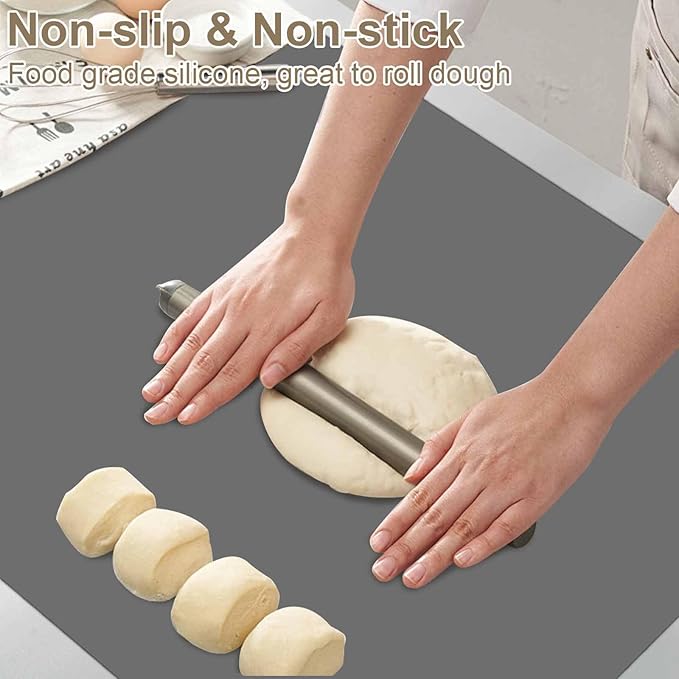 49.2"x15.7"(125cmx40cm) Large Silicone Mats for Kitchen Counter, Non-Slip Placemats, Heat Resistant Countertop Protector, Waterproof Craft Mat, Light Gray