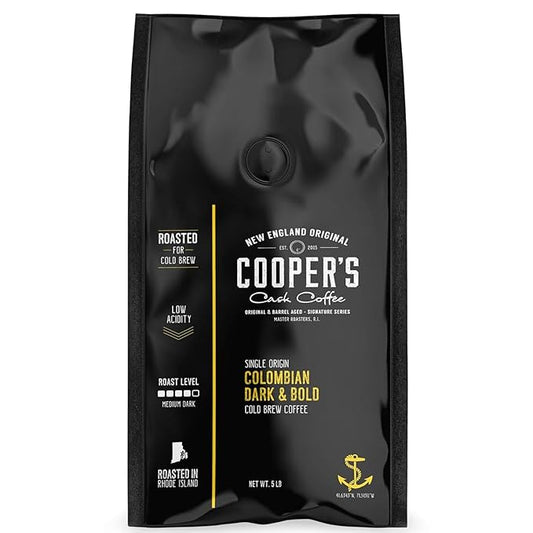 Cold Brew Coffee Colombian Reserve Single Origin Coarsely Ground Coffee - 5 lb. Bag - Dark Roast