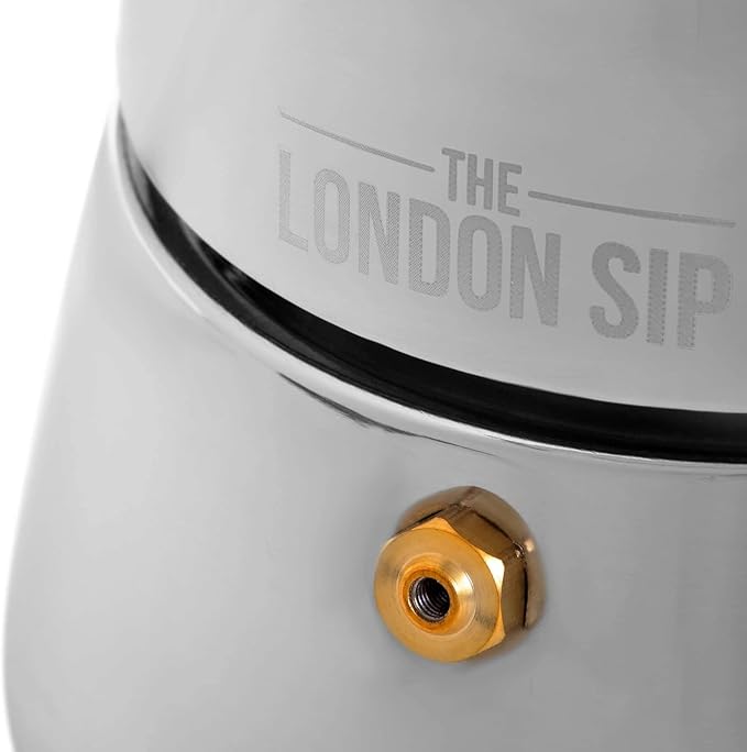 London Sip Stainless Steel Stovetop Espresso Maker Moka Pot Italian Coffee Percolator, Matte Black, Small (5.07 oz)