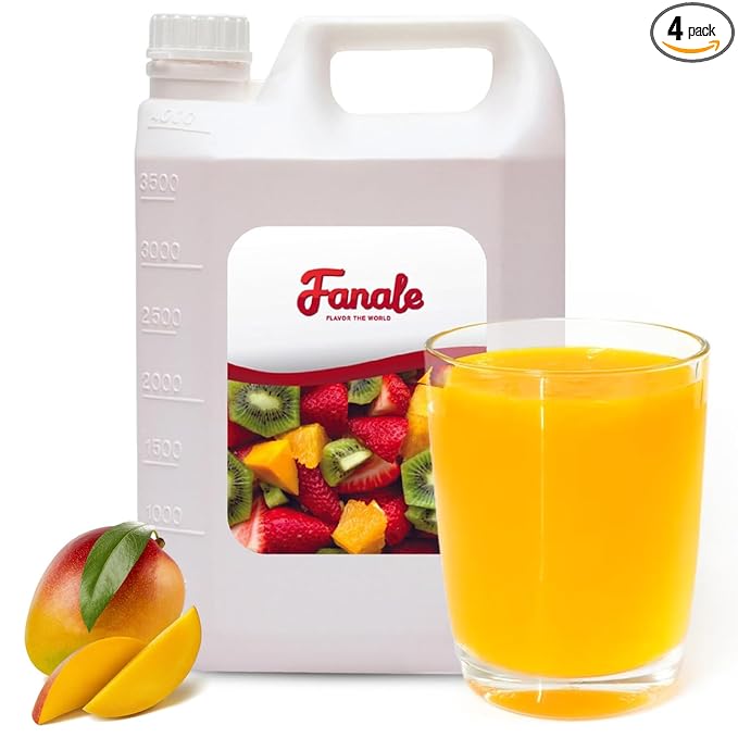 Fanale Premium Flavoring Concentrated Syrup for Bubble Tea 11 lb | Mango Flavor Syrup | for Boba Tea, Smoothies, Slushes, Desserts | 11lb | Pack of 4 | SRP020-CS