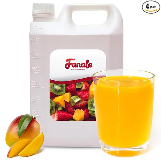 Fanale Premium Flavoring Concentrated Syrup for Bubble Tea 11 lb | Mango Flavor Syrup | for Boba Tea, Smoothies, Slushes, Desserts | 11lb | Pack of 4 | SRP020-CS