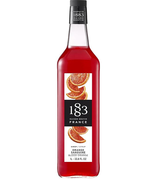 1883 Blood Orange Syrup for Drinks, Made in France, 1 Liter Glass Bottle