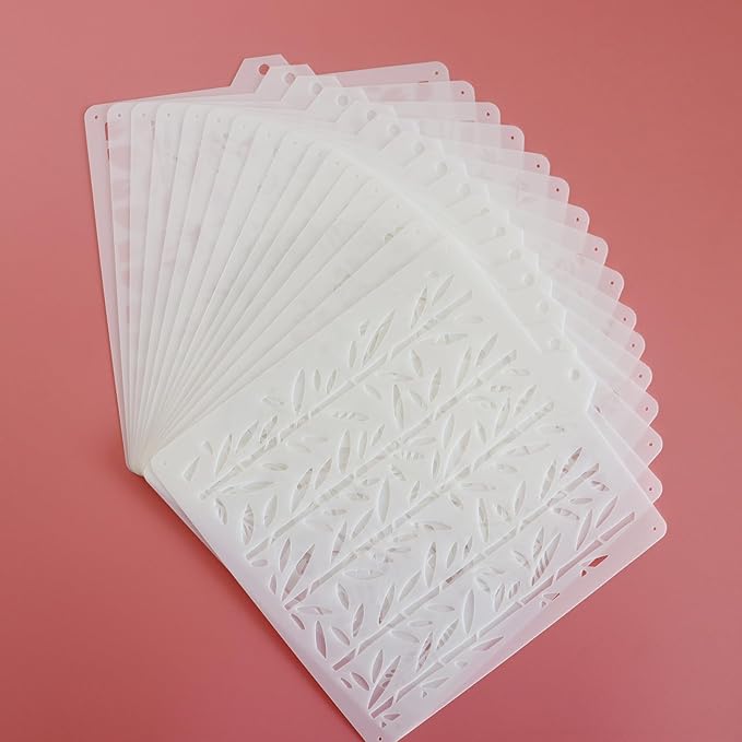 16 Pcs 5.5x5.5in Cookie Stencil Baking Stencils for Royal Icing Cookies, Airbrush Cookies; Sugar Cookie Stencils,Craft Painting Stencil, Stencil Genie Stencils (Leaves)