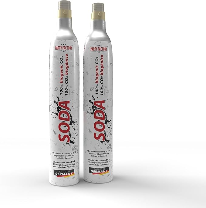 Party Factory Universal 2x 16.6 oz soda cylinder for all standard soda makers, 450g carbon dioxide, CO2 cylinder for SodaStream