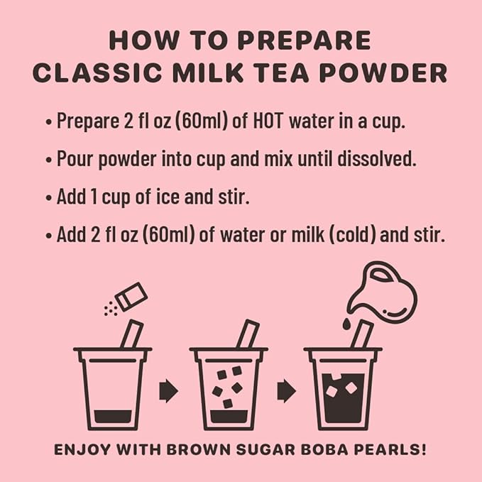 YULU FOODS Instant Bubble Pearls for Classic Milk Tea with Brown Sugar Flavor – 6 Servings