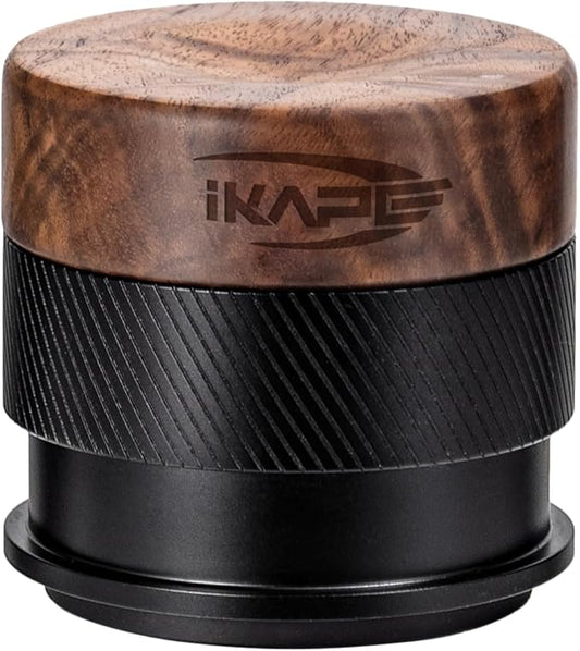 IKAPE 58MM Espresso Tamper, New Wooden Handle Design，Premium Barista Coffee Calibrated Tamper with Spring Loaded, 100% Stainless Steel Tamper Compatible with All 58MM Bottomless Portafilter