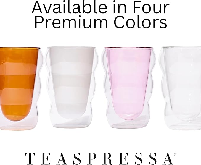 Glass Cloud cups 12 oz Double Wall Insulated Glass Cups - heat-resistant borosilicate glass -perfect for iced teas, lattes, and all your favorite sips (Pink)