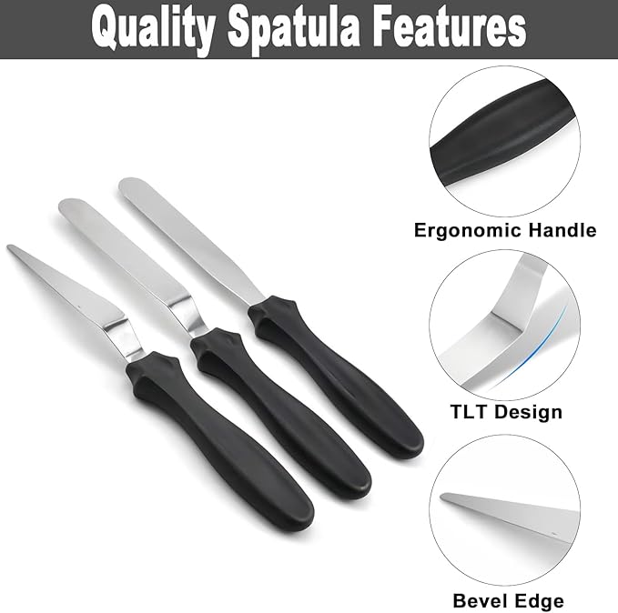 3pcs Small Icing Spatula,Lmoszuak Professional food grade stainless steel cake spatula,with Sturdy & Durable Handle Cake Spatula,Frosting smoother spatulas for cake decorating,Baking(4 inch)