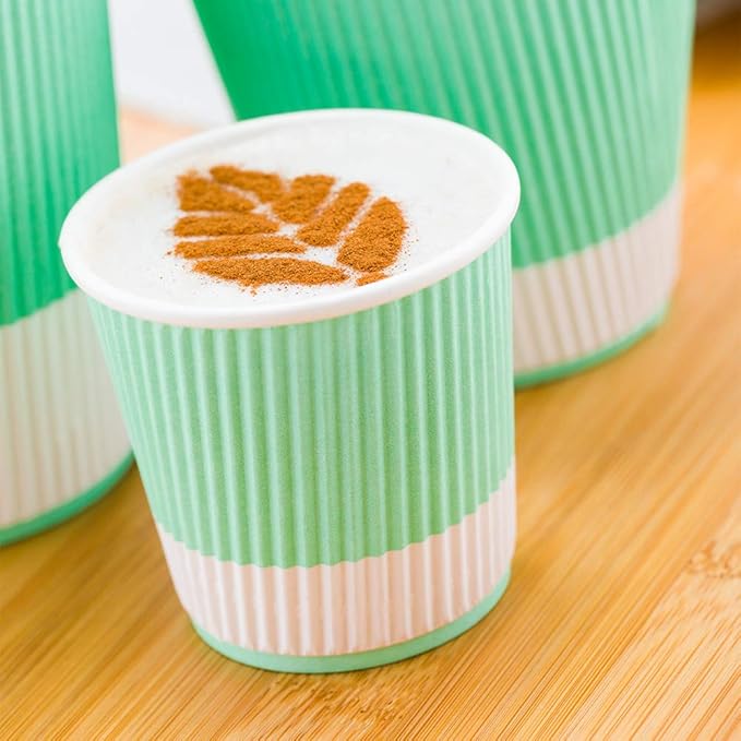 4 oz Light Green Paper Coffee Cup - Ripple Wall - 2 1/2" x 2 1/2" x 2 1/4" - 500 count box