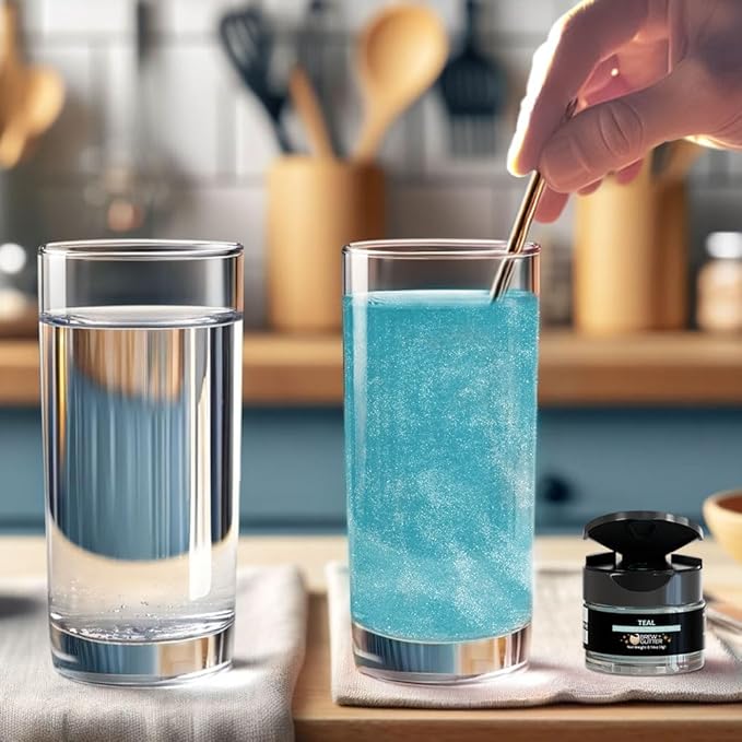 Teal BREW GLITTER Edible Glitter For Drinks, Cocktails, Beer, Garnish Glitter & Beverages | KOSHER & HALAL Certified | 100% Edible & Food Grade | Vegan, Gluten, Nut Free (25g Spray Pump, Teal)