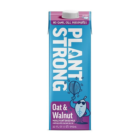 PLANTSTRONG Oat & Walnut Milk 32oz - NON-GMO - Plant Based, Vegan - Gluten Free Dairy Free - Shelf Stable - Lactose Free Milk - No Gums or Oils