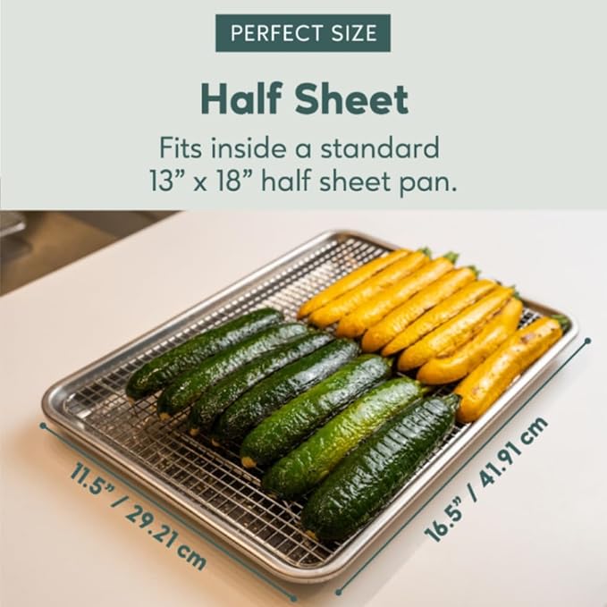 Ultra Cuisine Heavy Duty 100% Stainless Steel Cooling Rack for Cooking and Baking - Baking Rack & Wire Cooling Rack - Fits Half and Jelly Roll Sheet Pans - 11.5''x 16.5''' and 10''x14.75''