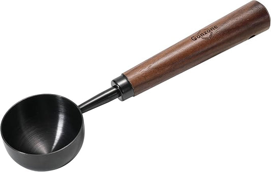 Vintage Coffee Measuring Spoon - 304 Stainless Steel,Coffee Scoop, 10g Capacity, Walnut Handle - Perfect for Coffee, Tea, and More (Gunmetal)