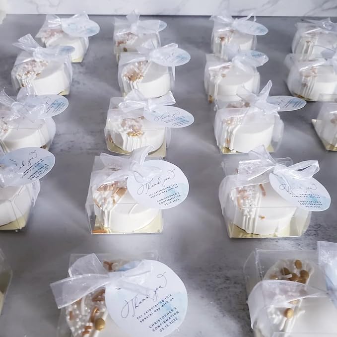 RomanticBaking 50pcs Clear Single Chocolate Covered Ore Cookies Macaron Box for Wedding Favors Baby Shower 2.17"×2.17"×1.38" Inch Party Favor Box for Candy Chocolate Donut