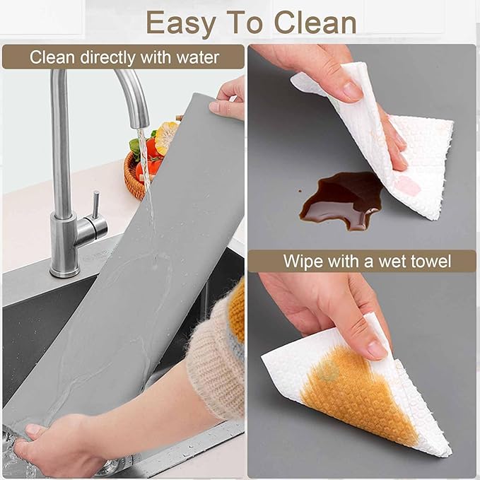 120"x24"(305cmx60cm) Large Silicone Kitchen Counter Mat, Heat Resistant Non-Slip Countertop Protector, Waterproof Multipurpose Mat for Kitchen Island, Black