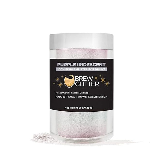 Purple Iridescent BREW GLITTER Edible Glitter For Drinks, Cocktails, Beer, Garnish Glitter & Beverages | 100% Edible & Food Grade | Vegan, Gluten, Nut Free (25g, Purple Iridescent)