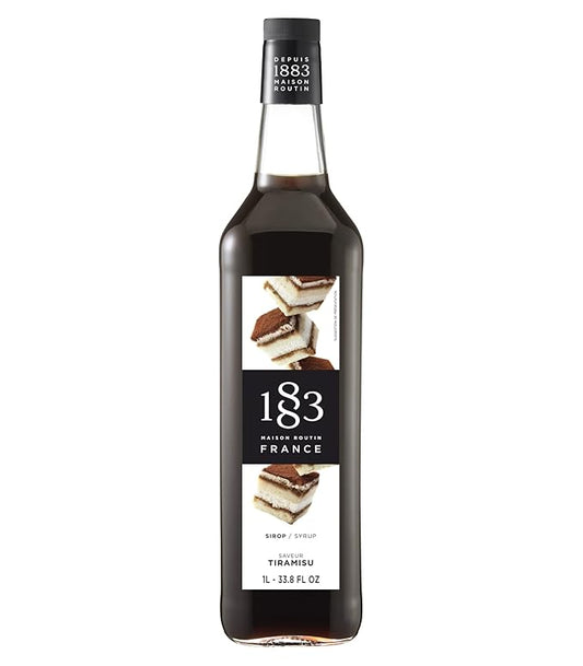 1883 Coffee Syrup, Tiramisu Syrup for Drinks, Made in France, 1 Liter Glass Bottle