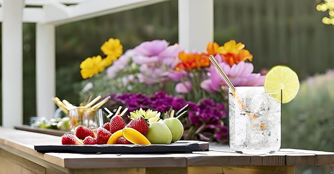 Gold Stainless Steel Short Straws 5 1/2 Inches - 32 pcs - Reusable Metal Drinking Straws - Good for Cocktail, Party, Juices, Ice Coffee