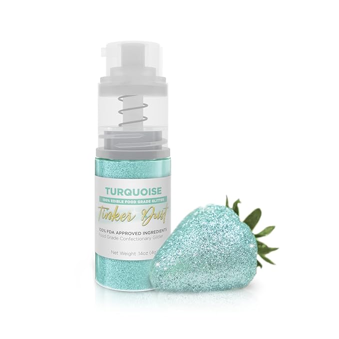 Bakell - Turquoise Tinker Dust (4g, 1x Mini Spray Pump) Edible Glitter for Food, Desserts, and Beverages!