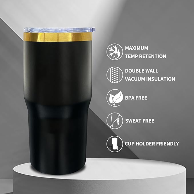 20 oz Tumbler Bulk 6 Pack Stainless Steel Tumblers with Lids and Straws, Double Wall Vacuum Insulated Travel Coffee Mug for Laser Engrave, Powder Coated Cups for Hot and Cold Drinks (Black,6 pack)