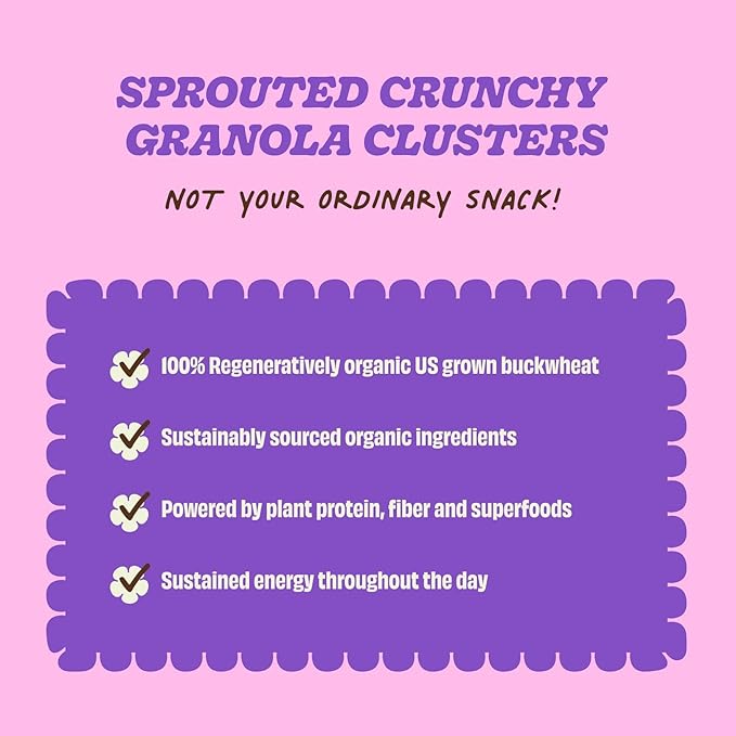 Clusterbucks Superfood Clusters – Grain-Free, Keto-Friendly Granola with Regeneratively Grown Sprouted Buckwheat– Gluten-Free, Low-Carb, Organic Healthy Snack (3-Pack, Birthday Cake)