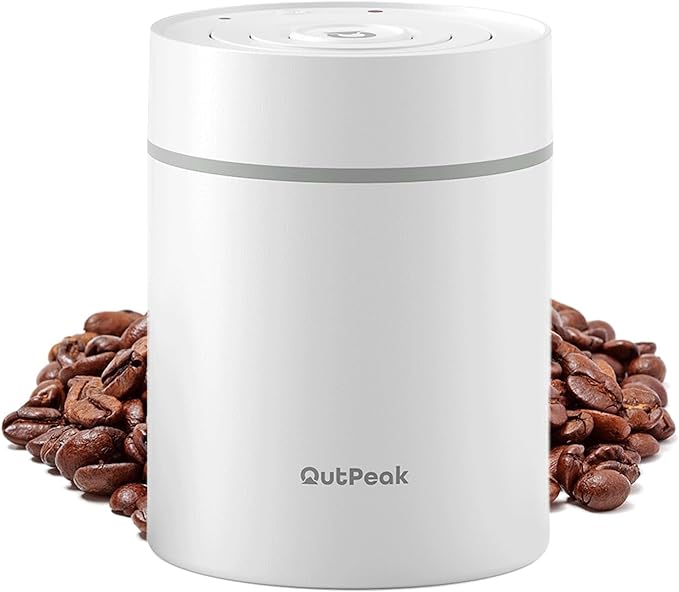 OUTPEAK Neo 2025 Auto Vacuum Coffee Canister, 0.5L for 4.6oz Coffee Beans, One-Button Operation, Small Airtight Coffee Canister with Scoop, Coffee Storage Container Stainless Steel (Champion's Choice)