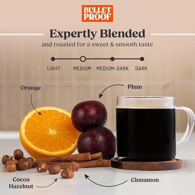 Bulletproof Original Medium Roast Whole Bean Coffee, 12 Ounces (Pack of 3), Clean Coffee Tested for Toxins, Packaging May Vary