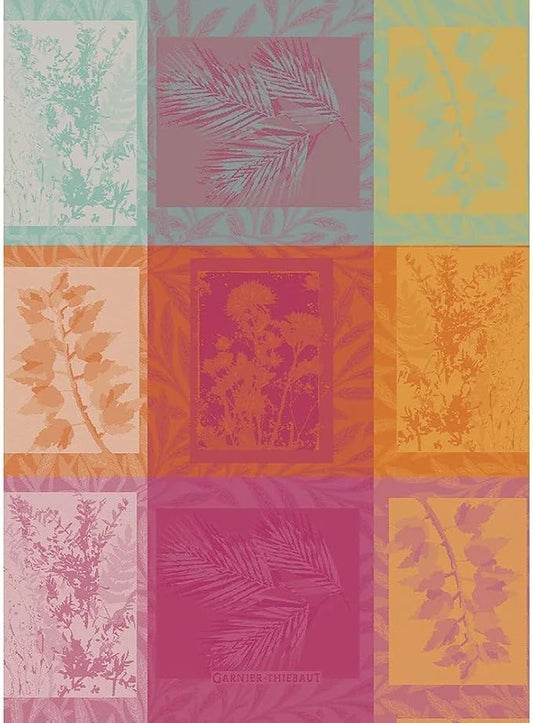 Garnier Thiebaut Mille Vegetaux Arc En Ciel (A Thousand Rainbow Plants) French Kitchen Towel 22"x30", Cotton, Jacquard