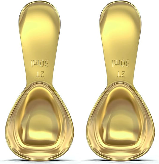 BALCI - Stainless Steel Coffee Scoop Set (2&2 Tablespoon, 30ml and 30ml) Exact Measuring Spoons for Coffee, Tea, Sugar, Flour and More! - Gold …