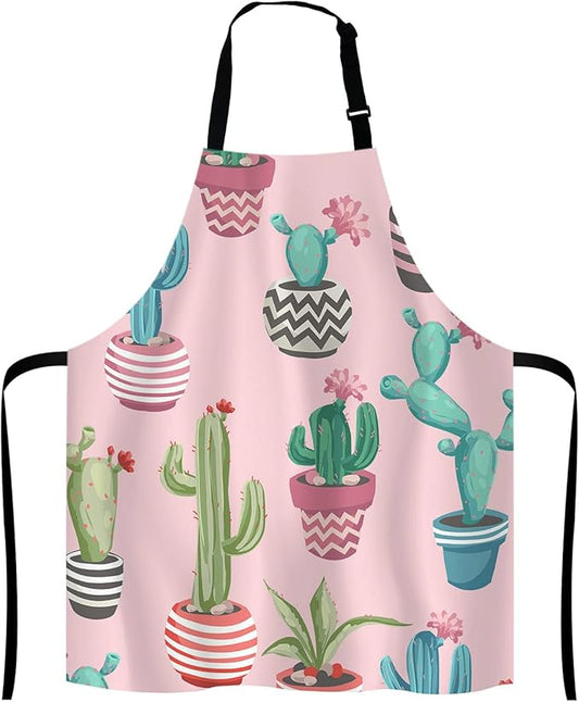 Cactus Bib Apron with Adjustable Neck for Men Women,Suitable for Home Kitchen Cooking Waitress Chef Grill Bistro Baking Apron