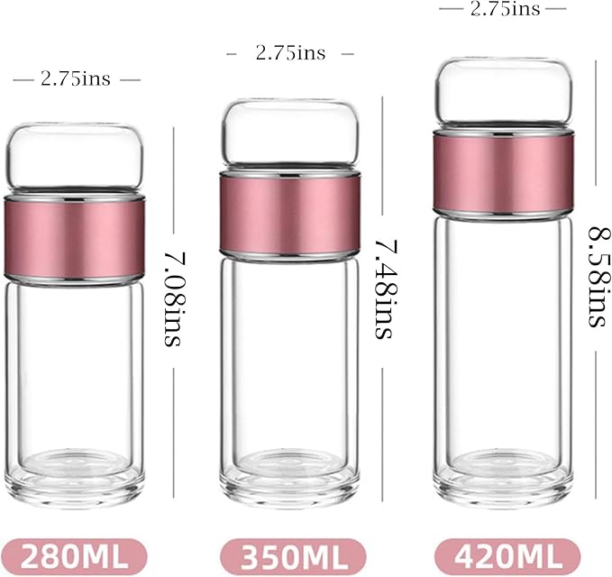 QUROXO 2025 New Tryteava Glass Infuser, Teava 3-In-1 Smart Tea Infuser with Cup Brush, Double-Layer Borosilicate Glass Tryteava Tea infusers Separation Cup (Black, 420ml (14oz))