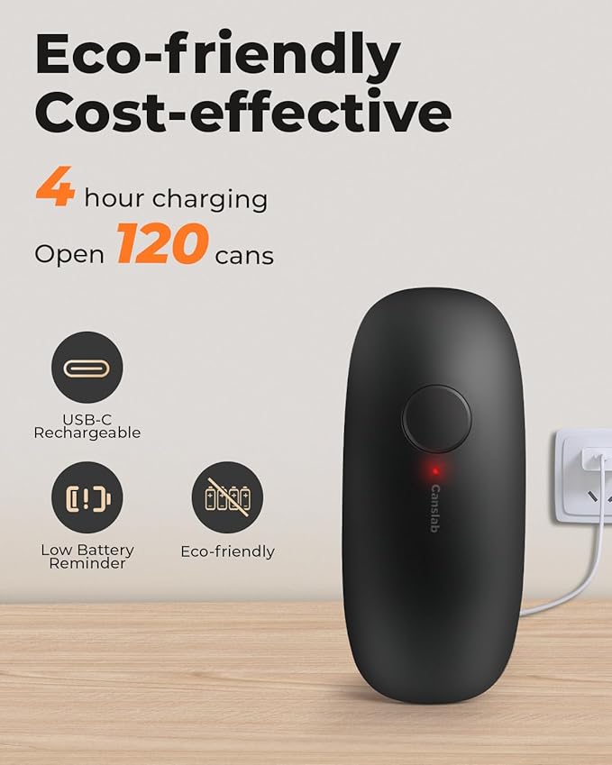 Rechargeable Electric Can Openers for Kitchen for Seniors with Arthritis- USB Battery Automatic Can Opener for Any Size Can - Smooth Edge, Handsfree, Portable Small One Touch Opener