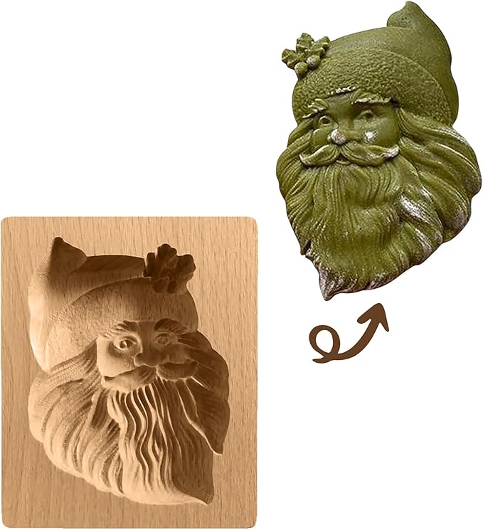 Wooden Cookie Biscuit Mold, 3D Baking Mold, Embossing Craft Decorating Baking Tool, Suitable for Halloween Thanksgiving Christmas Kitchen DIY (Xmas-A-3PCS)