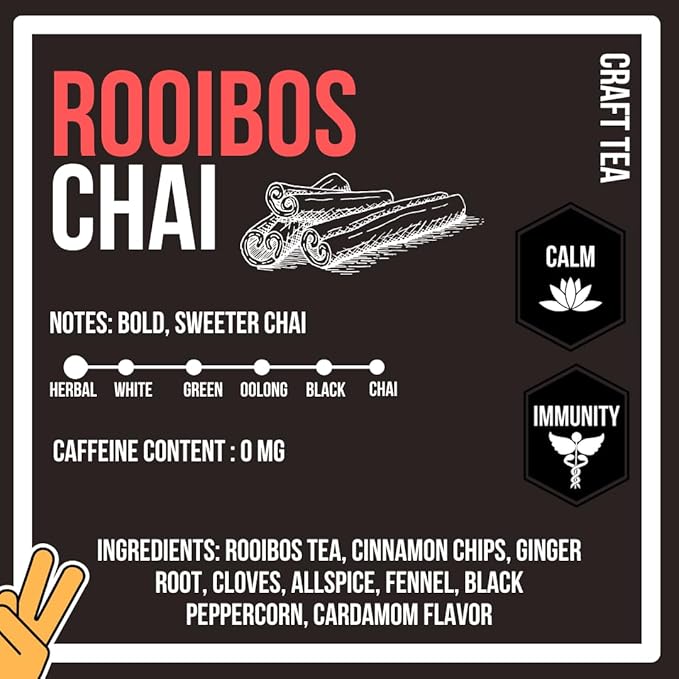 Revival Tea Company Rooibos Chai Tea - Rooibos Red Tea Blend with Fresh Spiced Chai Flavor - Caffeine Free - 24 Tea Bags