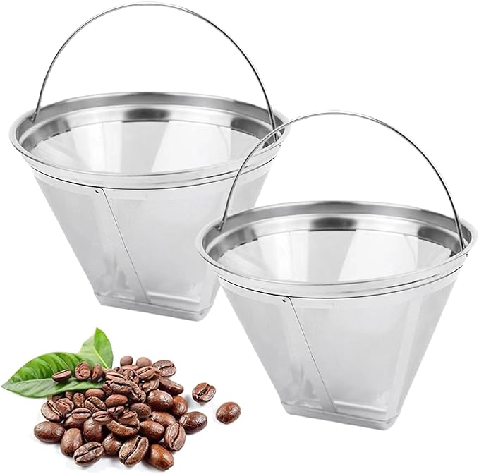 #4 Reusable Permanent Cone Coffee Filters Perfect Fit for Cuisinart Hamilton Beach Coffee Maker Filter, Replace Cuisinart GTF Gold Tone Coffee Filters, 8~12 Cup Size 4 Coffee Filters for Cuisinart