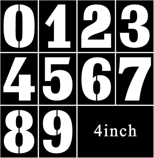 4 Inch Number Stencils Set, 0-9 Plastic Address Number Stencils Reusable Cake Digital Templates for Painting on Wall,Wood,Rock,Mailbox and DIY Art Projects