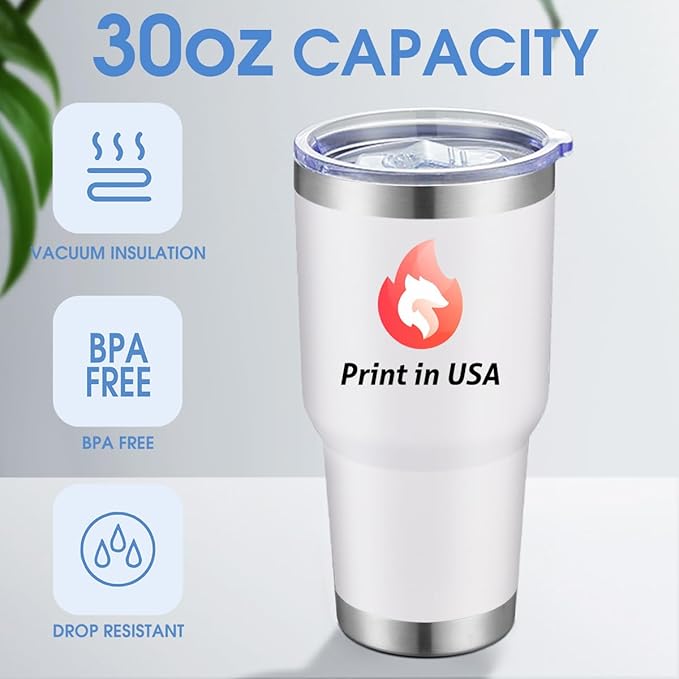 Personalized Tumbler with Pictures Text Logo,Print in USA,30oz Custom Coffee Tumbler with Lid & Straw,Double-layer Stainless Steel Custom Insulated Tumbler,Personalized Gifts As Birthday,Christmas