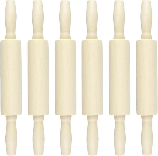 6 Pack Wood Small Rolling Pin for Kids, 7.9 Inch Kids Rolling Pin for Home Kitchen