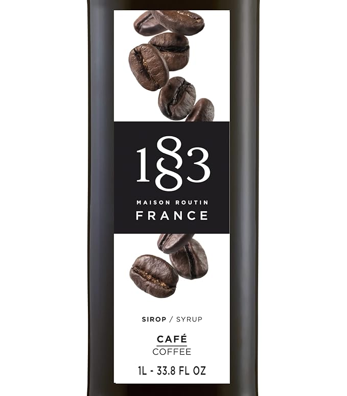 1883 Coffee Syrup, Coffee Syrup for Drinks, Made in France, 1 Liter Glass Bottle