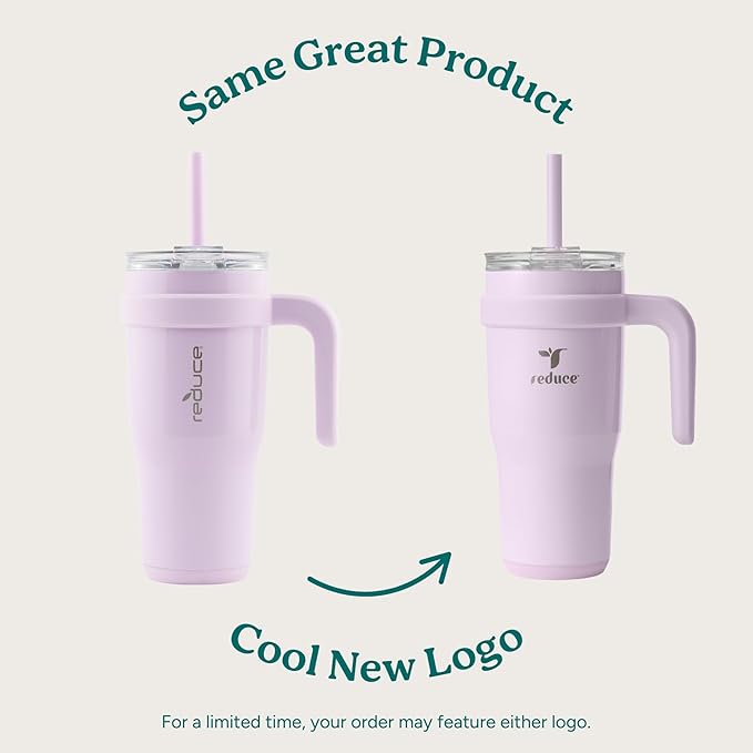 Reduce 24 oz Stainless Steel Tumbler with Handle - Dual-Wall Vacuum Insulated Travel Mug, Sweat-Proof Lid & Reusable Straw - Keeps Drinks Cold for 24 Hrs, Fits Cupholders, Dishwasher Safe-Purple Punch